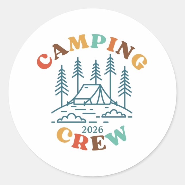 Custom Camping Crew Classic Round Sticker (Front)
