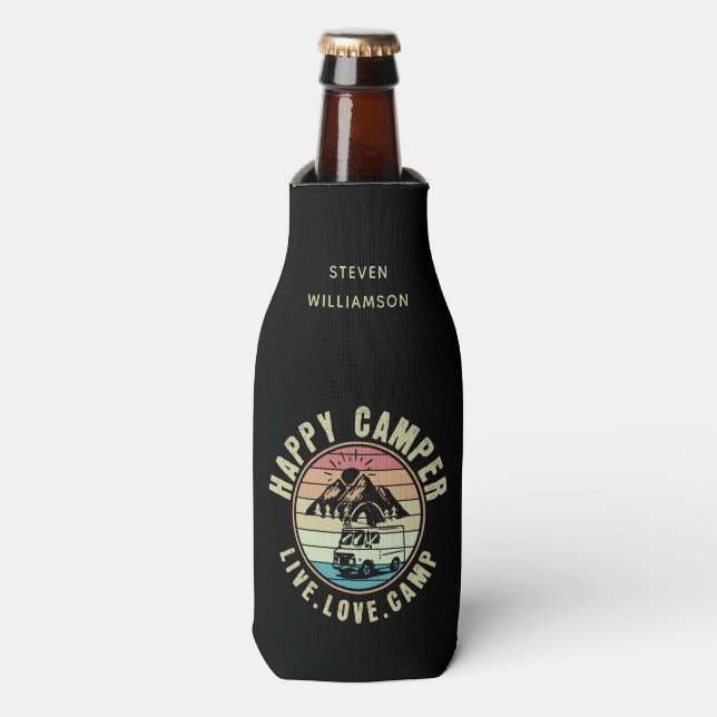 Custom Camping- Live. Love. Camp Outdoors Bottle Cooler (Bottle Front)