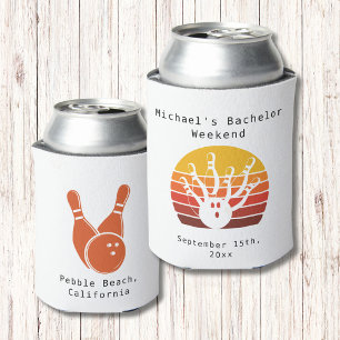 Custom Can Cooler Retro Bowling Bachelor Party