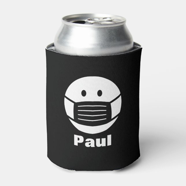 Custom can coolers with covid face mask icon (Can Front)