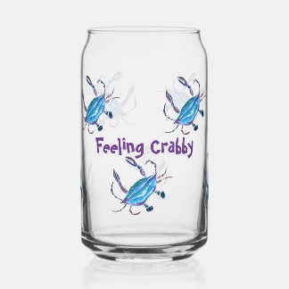 Custom Can Glass  - "Feeling Crabby" Blue Crabs