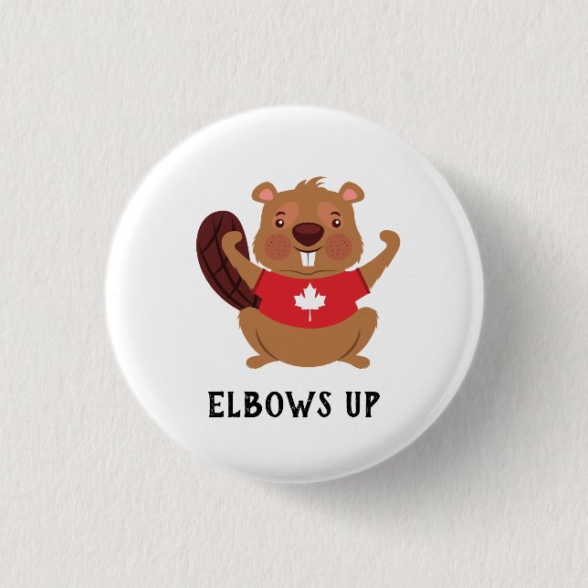 Custom Canada Beaver Elbows Up Funny 3 Cm Round Badge (Front)