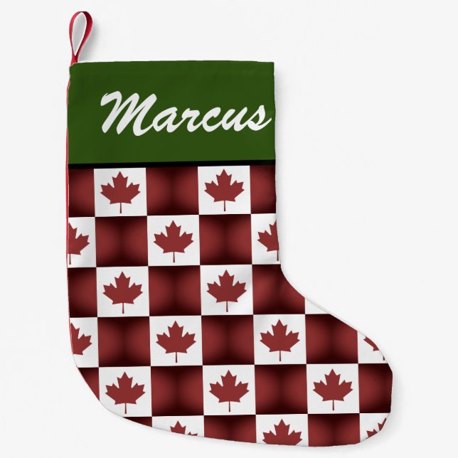 Custom Canadian flag of Canada maple leaf pattern Small Christmas Stocking (Front)