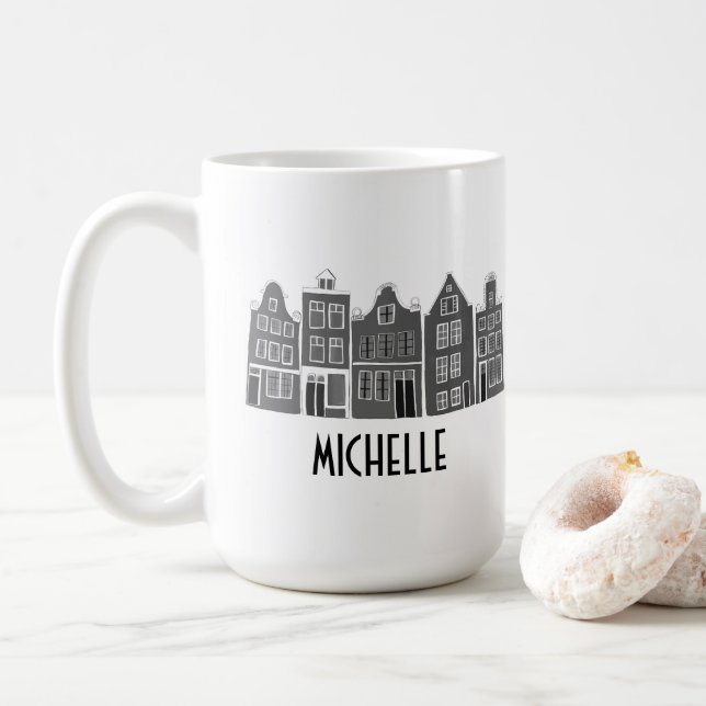 CUSTOM Canal House Rainbow Amsterdam Holland Dutch Coffee Mug (With Donut)
