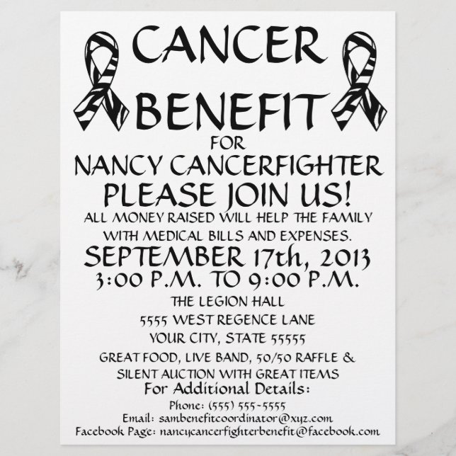 Custom Cancer Benefit Flyer (Front)
