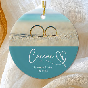 Custom Cancun Destination Beach Wedding Ceramic Tree Decoration