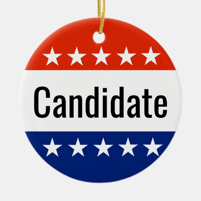 Custom Candidate Campaign 2024 Election Ceramic Tree Decoration (Front)