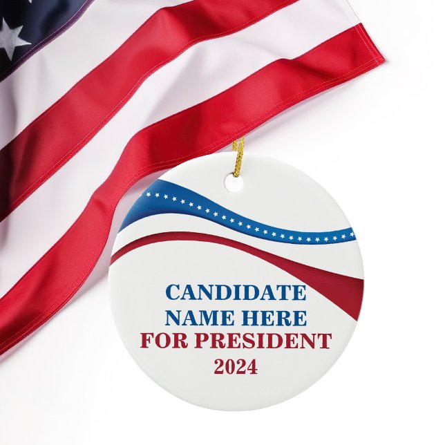 Custom Candidate for President Flag Christmas Ceramic Tree Decoration (Creator Uploaded)