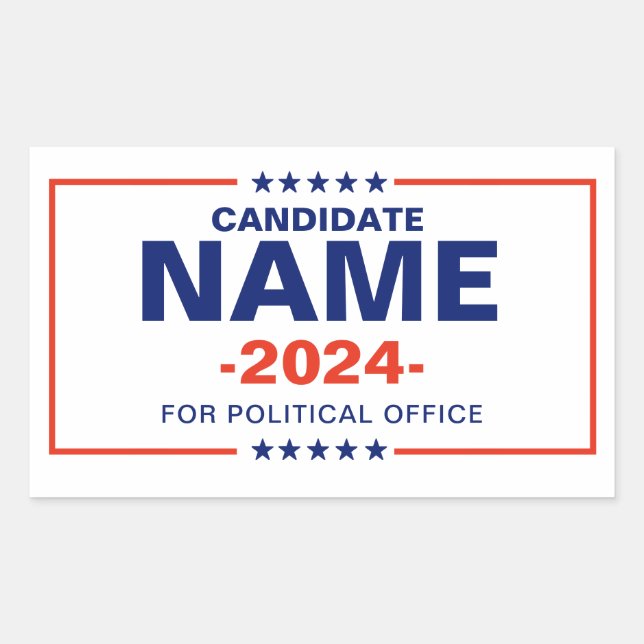 Custom Candidate Name Rectangular Sticker (Front)