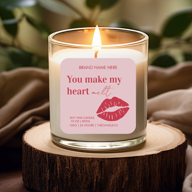 Custom Candle | Red and Pink Valentines Square Sticker (Creator Uploaded)