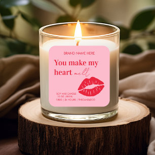 Custom Candle   Red and Pink Valentines Square Sticker