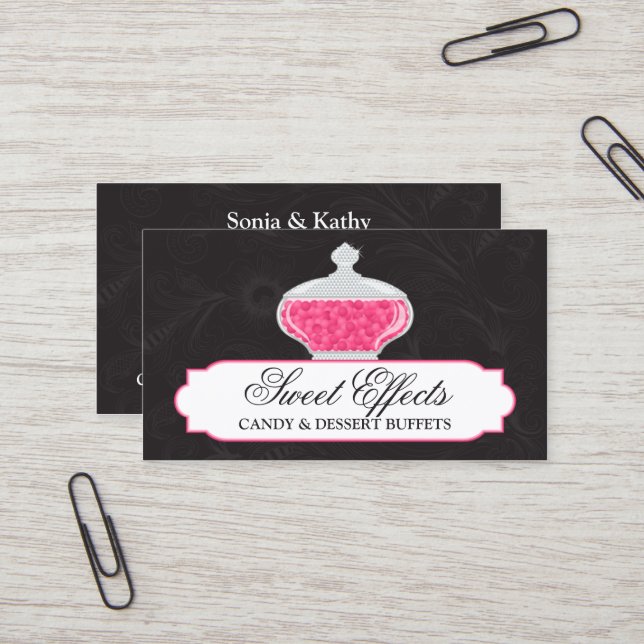 Custom Candy and Dessert Buffet Business Card (Front/Back In Situ)