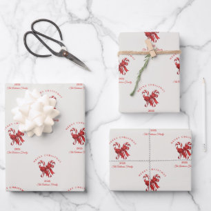 Custom candy cane Christmas red gift Wrapping Paper Sheet