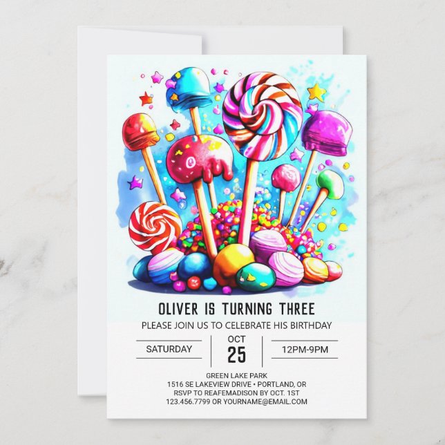 Custom Candyland Kids Birthday Invitation (Front)