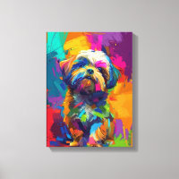 Custom Canvas Poster Vivid Colourful Shih Tzu Dog 