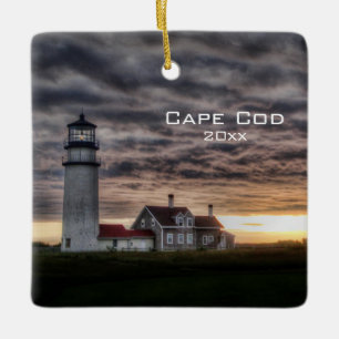 Custom Cape Cod Lighthouse Travel 2 Photo Modern Ceramic Ornament