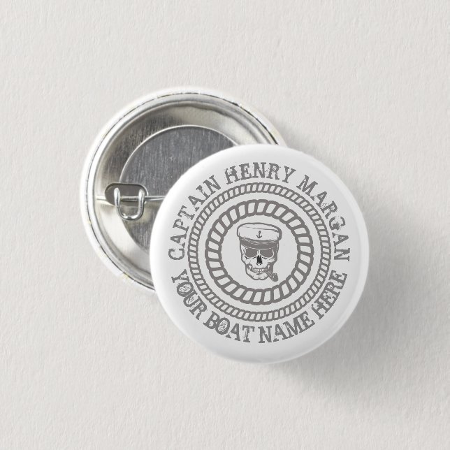 Custom captain and boat name anchor 3 cm round badge (Front & Back)