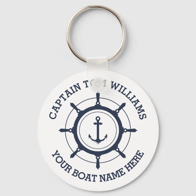 Custom captain and boat name anchor key ring (Front)