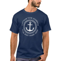 Custom captain and boat name anchor navy blue
