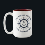 Custom captain and boat name anchor Two-Tone coffee mug<br><div class="desc">Custom captain and boat name anchor Two-Tone Coffee Mug</div>