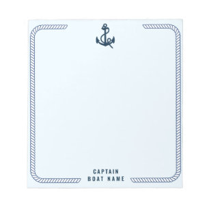 Custom Captain Boat Nautical Anchor Navy Ship Note