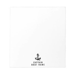 Custom Captain Boat Nautical Anchor Navy Ship Notepad