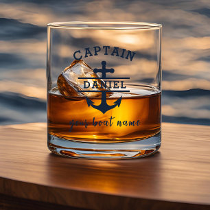 Custom Captain Boat Nautical Anchor Whiskey Glass