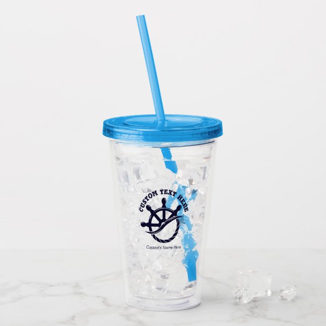 Custom Captain Boat Nautical Gift Acrylic Tumbler (Front Ice)