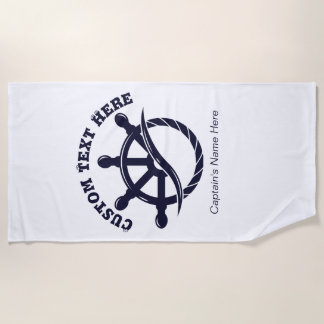 Custom Captain Boat Nautical Gift Beach Towel