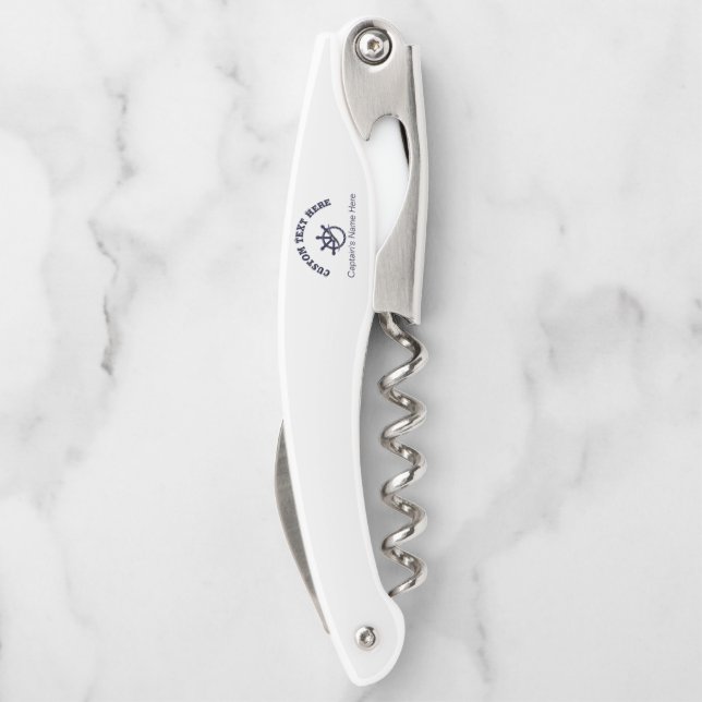 Custom Captain Boat Nautical Gift Corkscrew (Back)