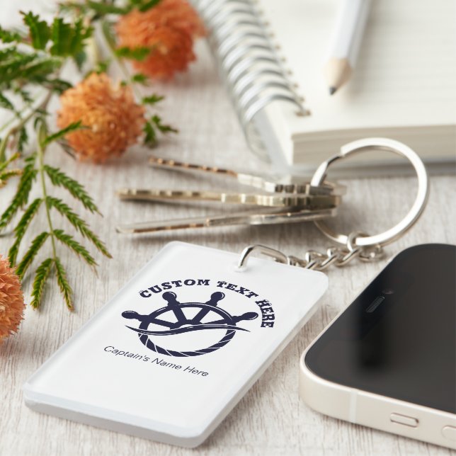 Custom Captain Boat Nautical Gift Key Ring (Front Right)