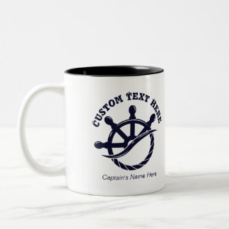 Custom Captain Boat Nautical Gift Two-Tone Coffee Mug