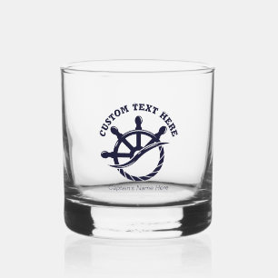 Custom Captain Boat Nautical Gift Whiskey Glass
