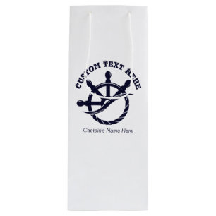 Custom Captain Boat Nautical Gift Wine Gift Bag