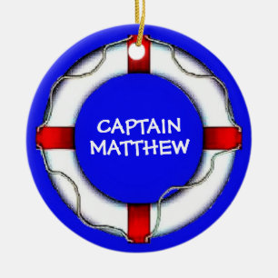 Custom Captain Lifesaver Ceramic Tree Decoration