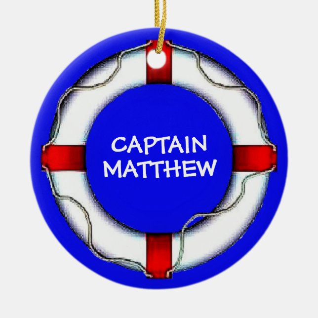Custom Captain Lifesaver Ceramic Tree Decoration (Front)