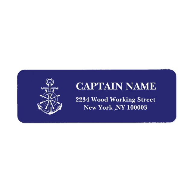 Custom captain name navy  Return Address label (Front)