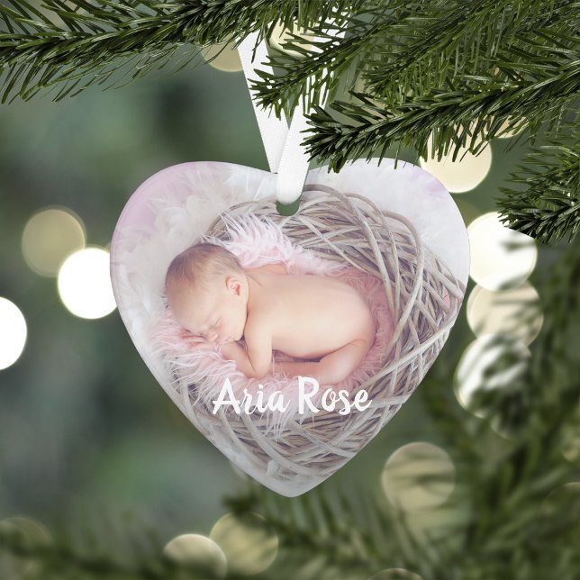 Custom Caption Baby Photo Ornament (Creator Uploaded)