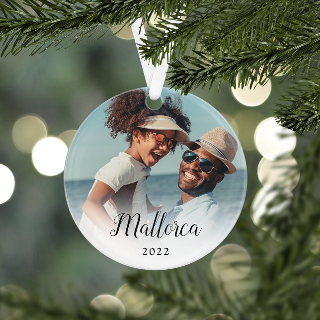 Custom Caption Vacation Photo Ornament (Creator Uploaded)