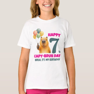 Custom Capybara HAPPY CAPYBRUH DAY 7th Birthday T-Shirt