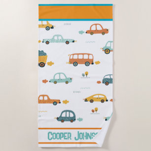 Custom car name pastel blue and orange  beach towel