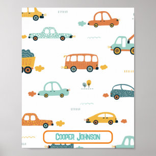 Custom car name pastel blue and orange poster