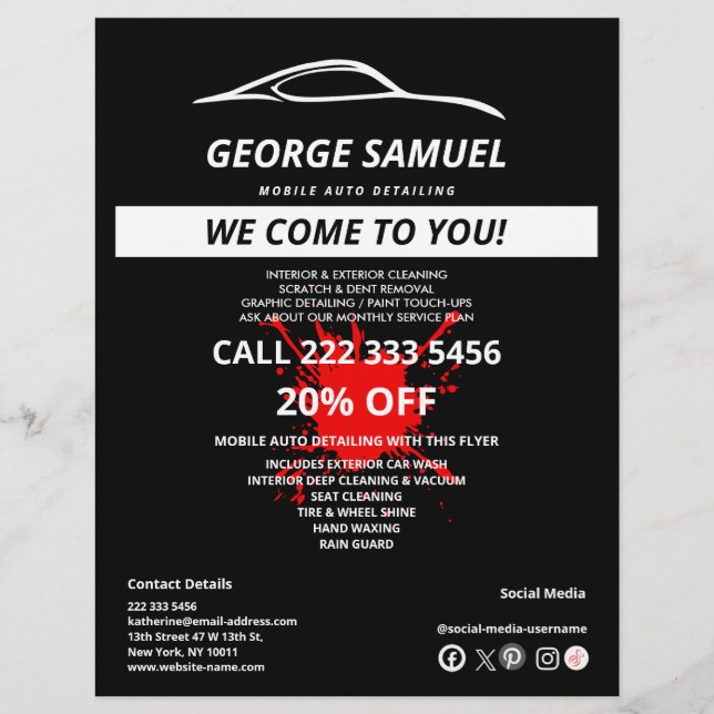 Custom Car Repair & Modern Auto Detailing  Flyer (Front)