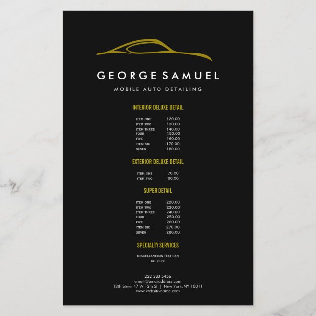 Custom Car Repair & Modern Auto Detailing Flyer (Front)