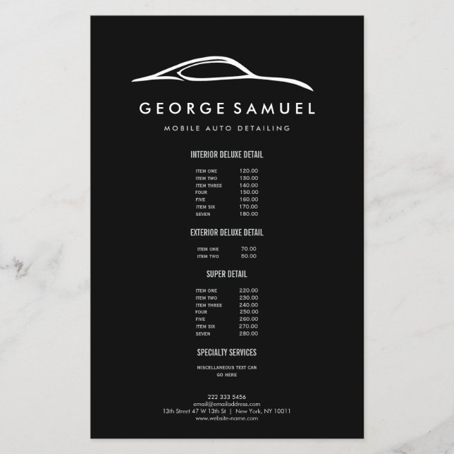 Custom Car Repair & Modern Auto Detailing Flyer (Front)