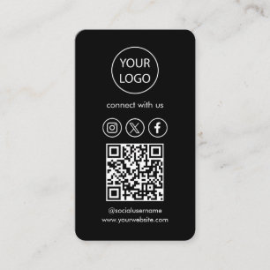 Custom Cards, Social Media QR Code Black Busin Business Card