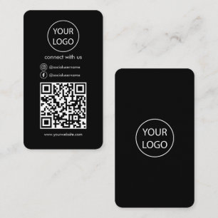 Custom Cards, Social Media QR Code Black Busin Business Card