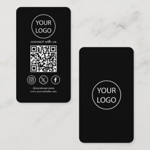 Custom Cards, Social Media QR Code Black Busin Business Card
