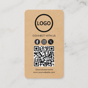 Custom Cards Social Media QR Code Kraft Paper