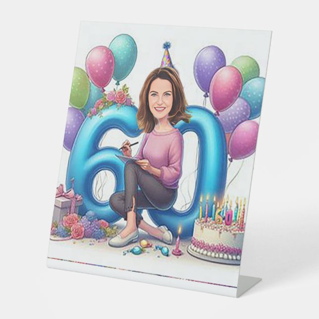 "Custom caricature – Send your photo and I’ll turn Pedestal Sign (Front)